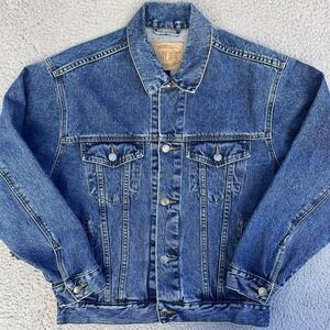 Vintage Nuovo County Seat Jean Jacket Blue Denim Trucker Coat Men's Small